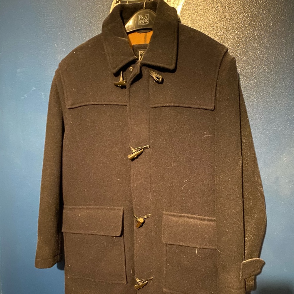 Jos A Bank duffel toggle coat 3/4 dark navy